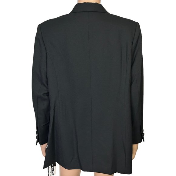Vintage Beu Marc Womens 20 Black Single Breasted Blazer Suit Jacket Shoulder Pad - Picture 8 of 14
